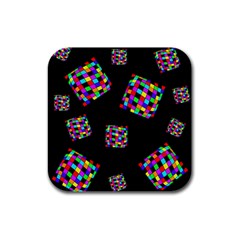 Flying  Colorful Cubes Rubber Square Coaster (4 Pack)  by Valentinaart