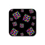 Flying  colorful cubes Rubber Square Coaster (4 pack)  Front