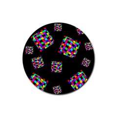 Flying  Colorful Cubes Rubber Round Coaster (4 Pack) 