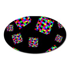 Flying  Colorful Cubes Oval Magnet by Valentinaart