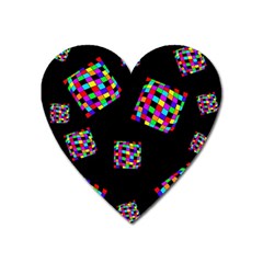 Flying  Colorful Cubes Heart Magnet