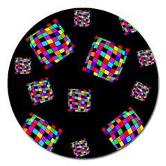 Flying  Colorful Cubes Magnet 5  (round)