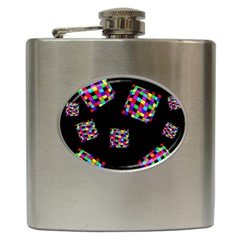 Flying  Colorful Cubes Hip Flask (6 Oz) by Valentinaart