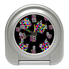 Flying  Colorful Cubes Travel Alarm Clocks by Valentinaart