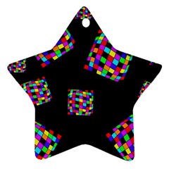 Flying  Colorful Cubes Star Ornament (two Sides) 