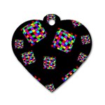 Flying  colorful cubes Dog Tag Heart (One Side) Front