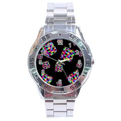 Flying  Colorful Cubes Stainless Steel Analogue Watch