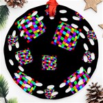 Flying  colorful cubes Ornament (Round Filigree)  Front