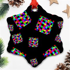 Flying  Colorful Cubes Snowflake Ornament (2-side)