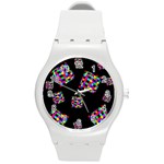 Flying  colorful cubes Round Plastic Sport Watch (M) Front