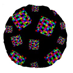 Flying  Colorful Cubes Large 18  Premium Round Cushions