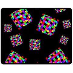 Flying  Colorful Cubes Double Sided Fleece Blanket (medium) 