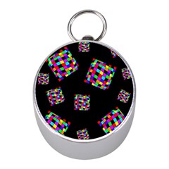 Flying  Colorful Cubes Mini Silver Compasses