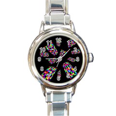 Colorful Abstraction Round Italian Charm Watch