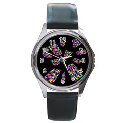 Colorful Abstraction Round Metal Watch by Valentinaart