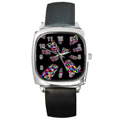 Colorful Abstraction Square Metal Watch