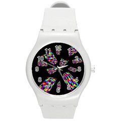 Colorful Abstraction Round Plastic Sport Watch (m) by Valentinaart