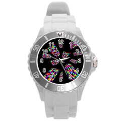 Colorful Abstraction Round Plastic Sport Watch (l)