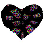 Colorful abstraction Large 19  Premium Flano Heart Shape Cushions Back