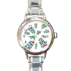 Colorful Abstraction Round Italian Charm Watch