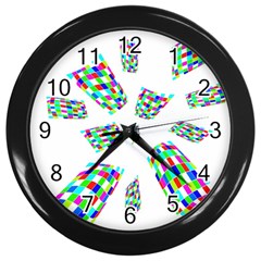 Colorful Abstraction Wall Clocks (black)