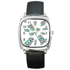 Colorful Abstraction Square Metal Watch