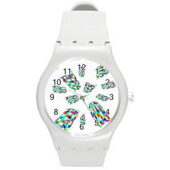 Colorful Abstraction Round Plastic Sport Watch (m) by Valentinaart