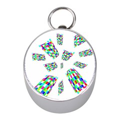 Colorful Abstraction Mini Silver Compasses