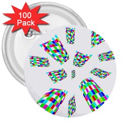 Colorful Abstraction 3  Buttons (100 Pack) 