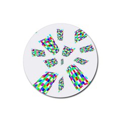 Colorful Abstraction Rubber Coaster (round)  by Valentinaart