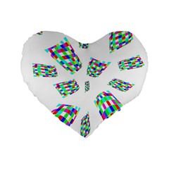 Colorful Abstraction Standard 16  Premium Heart Shape Cushions