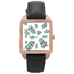 Colorful Abstraction Rose Gold Leather Watch 