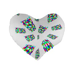 Colorful Abstraction Standard 16  Premium Flano Heart Shape Cushions