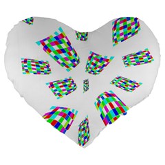 Colorful Abstraction Large 19  Premium Flano Heart Shape Cushions