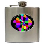 Abstract colorful flower Hip Flask (6 oz) Front