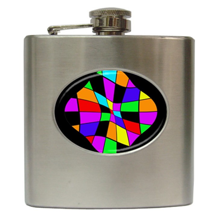 Abstract colorful flower Hip Flask (6 oz)