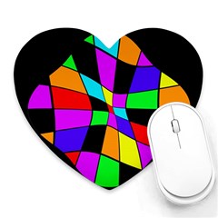 Abstract colorful flower Heart Mousepads