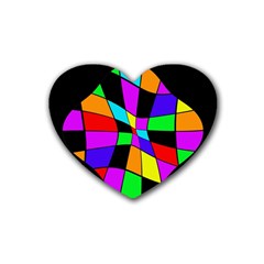 Abstract colorful flower Rubber Coaster (Heart) 