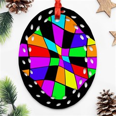 Abstract colorful flower Ornament (Oval Filigree) 