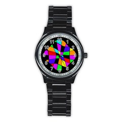 Abstract colorful flower Stainless Steel Round Watch