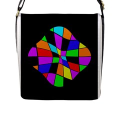 Abstract Colorful Flower Flap Messenger Bag (l)  by Valentinaart