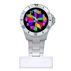 Abstract colorful flower Plastic Nurses Watch