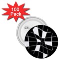 Black and white abstract flower 1.75  Buttons (100 pack)  Front