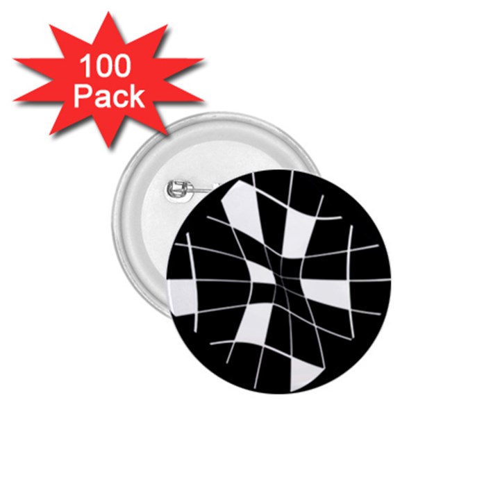 Black and white abstract flower 1.75  Buttons (100 pack) 