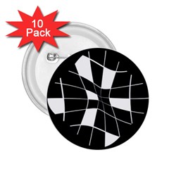 Black And White Abstract Flower 2 25  Buttons (10 Pack) 