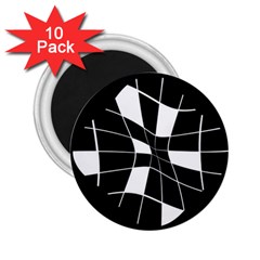 Black And White Abstract Flower 2 25  Magnets (10 Pack)  by Valentinaart