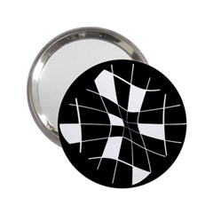 Black And White Abstract Flower 2 25  Handbag Mirrors by Valentinaart