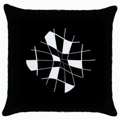 Black And White Abstract Flower Throw Pillow Case (black)