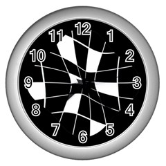 Black And White Abstract Flower Wall Clocks (silver) 