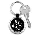 Black and white abstract flower Key Chains (Round)  Front